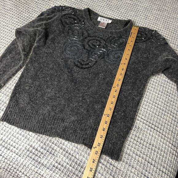 Raoul VINTAGE Gray Silk Angora Sweater Womens Sz M Beaded Sequins Long Sleeve - Picture 7 of 10